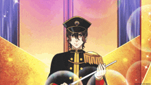 a cartoon of a man in a military uniform holding a baton