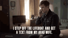 I Step Off The Lifeboat And Get A Text From My Dead Wife Lifeboat GIF - I Step Off The Lifeboat And Get A Text From My Dead Wife Dead Wife Lifeboat GIFs