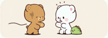 a cartoon of a teddy bear laying in bed with a cell phone .