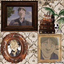 a picture of a smiling man in a picture frame with picmix written on it