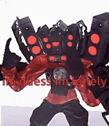 a robot giving a thumbs up with the words i 'm guess i 'm lonely written on it