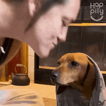 Kiss On Forehead Happily GIF - Kiss On Forehead Happily I Adore My Dog GIFs
