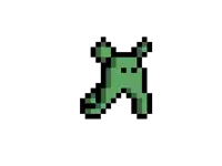 it is a pixel art of a green frog .