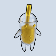 a cartoon drawing of a cup with a yellow straw in it