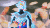 a colorful drawing of a person with a glowing body