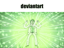 a cartoon of a man with the word deviantart on the bottom