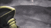 a cartoon of a man in a helmet standing on top of a hill in the middle of a field .