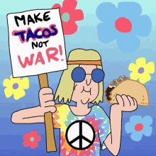cartoon eating hungry peace hippie