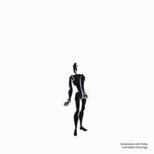 a black and white silhouette of a robot standing on a white background .