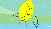 a drawing of a yellow leaf with the letter a on it 's face