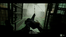 a screenshot of a video game shows a sign that says " enter must "