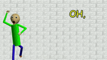 a cartoon character with the words oh oh oh hi there