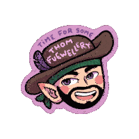 a cartoon of a man wearing a hat that says " time for some thom fuewellery "