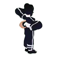 a 3d drawing of a girl with a panda mask on her shoulder