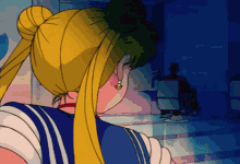 a cartoon drawing of a girl with a bun on her head