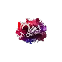 a logo for ballet delas with a splash of paint in the background