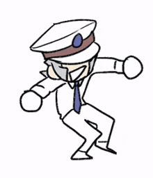 a cartoon of a man wearing a white hat and tie dancing .