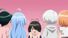 a group of anime characters standing next to each other