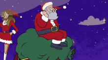 a cartoon of santa claus sitting on a hill with the words " it don 't matter how but i 'll get to you "