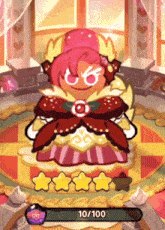 a cookie in a dress with the number 10/100 on the bottom