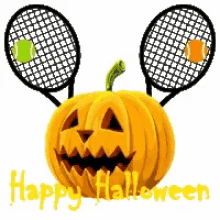 Happy Halloween Jackolantern GIF - Happy Halloween Jackolantern Tennis GIFs