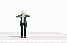 a 3d model of a person with their arms up