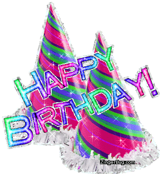 Happy Birthday Party Hat Sticker - Happy Birthday Party Hat Sparkle Stickers