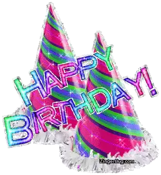 Happy Birthday Party Hat Sticker - Happy Birthday Party Hat Sparkle Stickers
