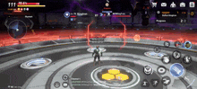 a screenshot of a video game shows a character named kingtron standing in a circle