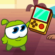 Spinning The Console On Finger Nibble Nom GIF - Spinning The Console On Finger Nibble Nom Cut The Rope GIFs