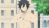 a shirtless anime character with a necklace around his neck
