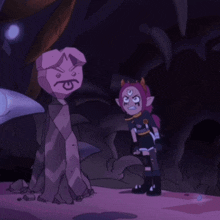 a cartoon character with a crown on her head kicking another character