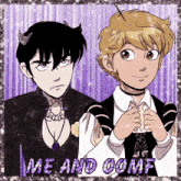 a cartoon drawing of two boys with the words me and oomf written below them