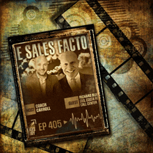 a poster for e sales facts ep 405 with two men on it