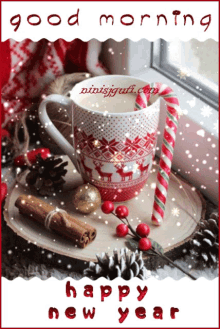 Happy New Year Good Morning GIF - Happy New Year Good Morning Cup GIFs