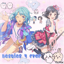 a picture of two anime girls with the words " besties 4 ever " on the bottom