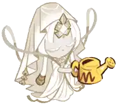 a cartoon character is holding a watering can and a cup .