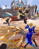 a video game with the words emma get up on the top