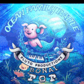 a poster that says ocean family battle with a pig on it