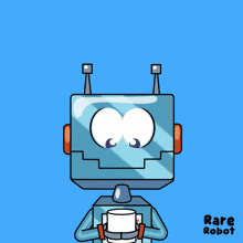 a cartoon drawing of a robot with the words happy thursday on it