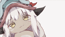 a close up of a cartoon character with a hat on