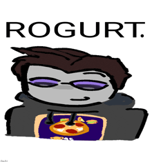a drawing of a person with the word rogurt on the top