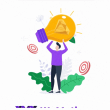 an illustration of a man holding a light bulb with the words wemotions digital town hall below him