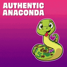 a cartoon of an anaconda with the words authentic anaconda behind it