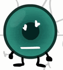 a cartoon drawing of a circle with a face and arms and legs