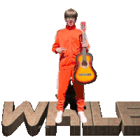 a person holding a guitar in front of the word versus