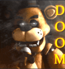 a picture of a teddy bear holding a microphone with the letters d and o on it