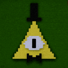 a pixel art of bill cipher from gravity falls with a black top hat