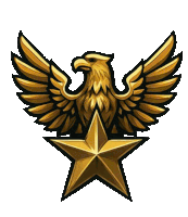 a golden eagle is sitting on top of a golden star