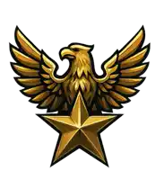 a golden eagle is sitting on top of a golden star